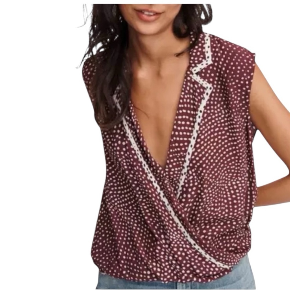Rag And Bone Dean Polka Dot Faux Wrap Top